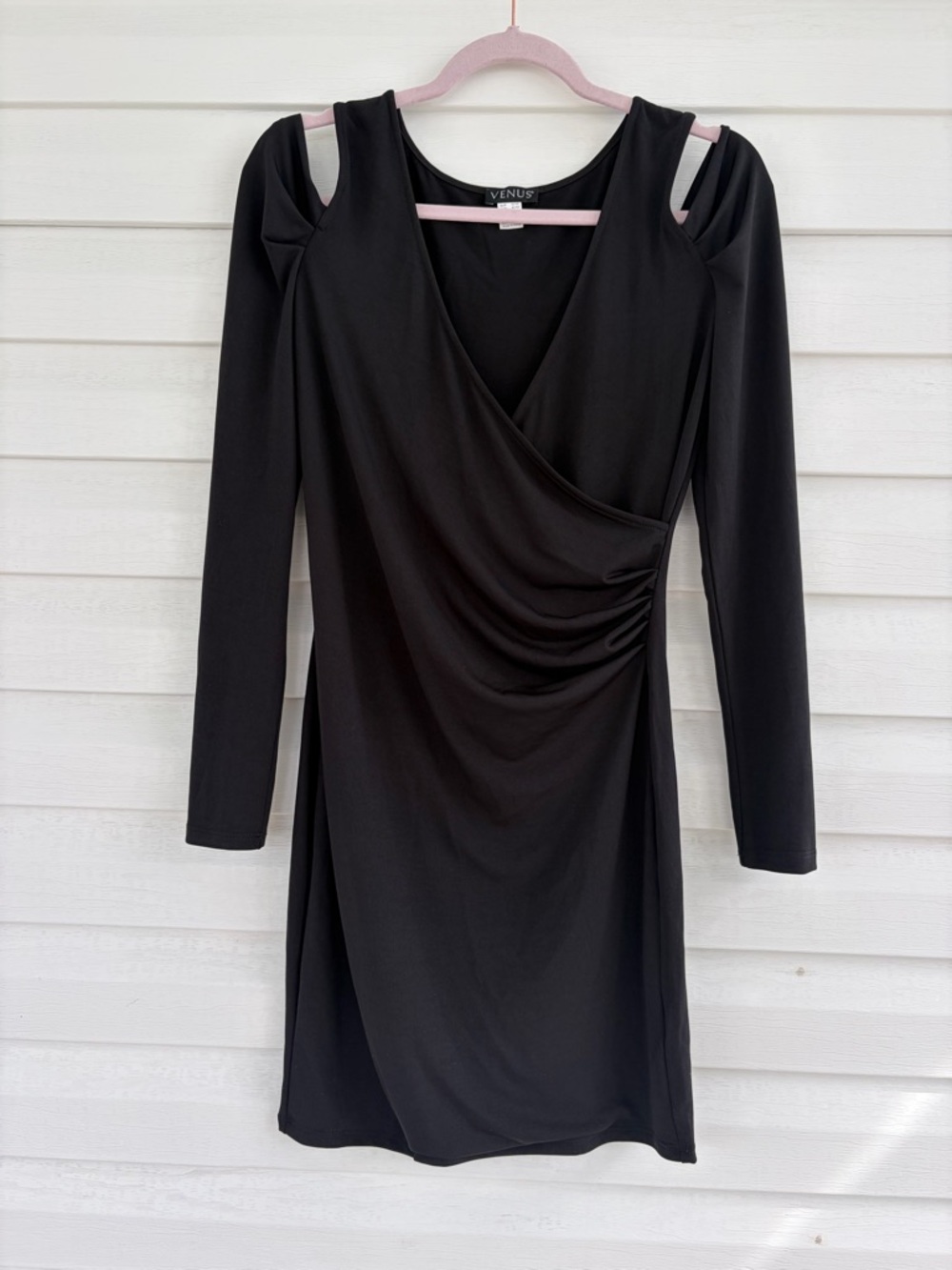 VENUS Black Long Sleeve Dress Elegant Fitted Classic Chic